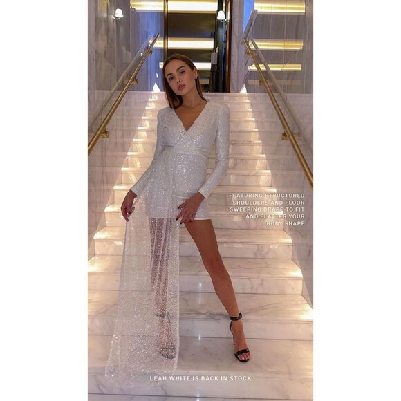 Nadine Merabi Leah White Sequin Dress Small - Picture 6 of 15